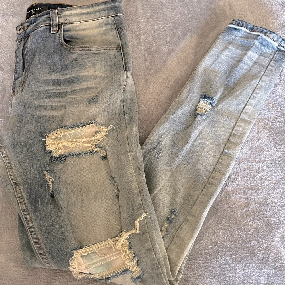 Se’renede Mens Ripped Blue Jeans